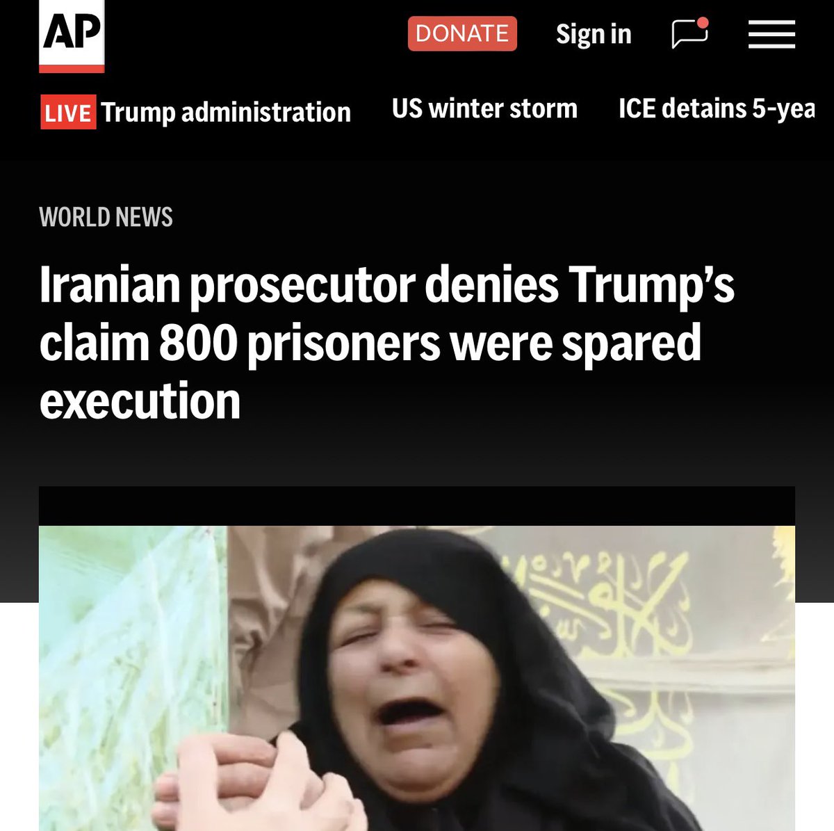 brachahalperin's tweet photo. Iran's top prosecutor flatly rejects Trump's claim that he stopped the mass execution of over 800 detained protesters, calling it "completely false." (AP) https://t.co/ppP7zRna54