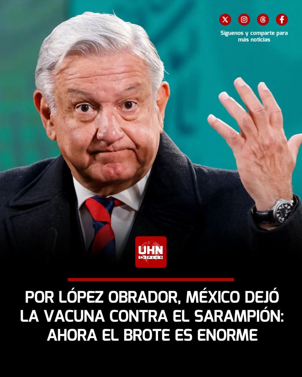 🇲🇽‼️ | México está a punto de perder la certificación de país libre de sarampión otorgada por la Organización Mundial de la Salud. De momento se han reportado 17 mil posibles casos de sarampión a nivel nacional, de los cuales se han confirmado 7.100. Esto es consecuencia de que