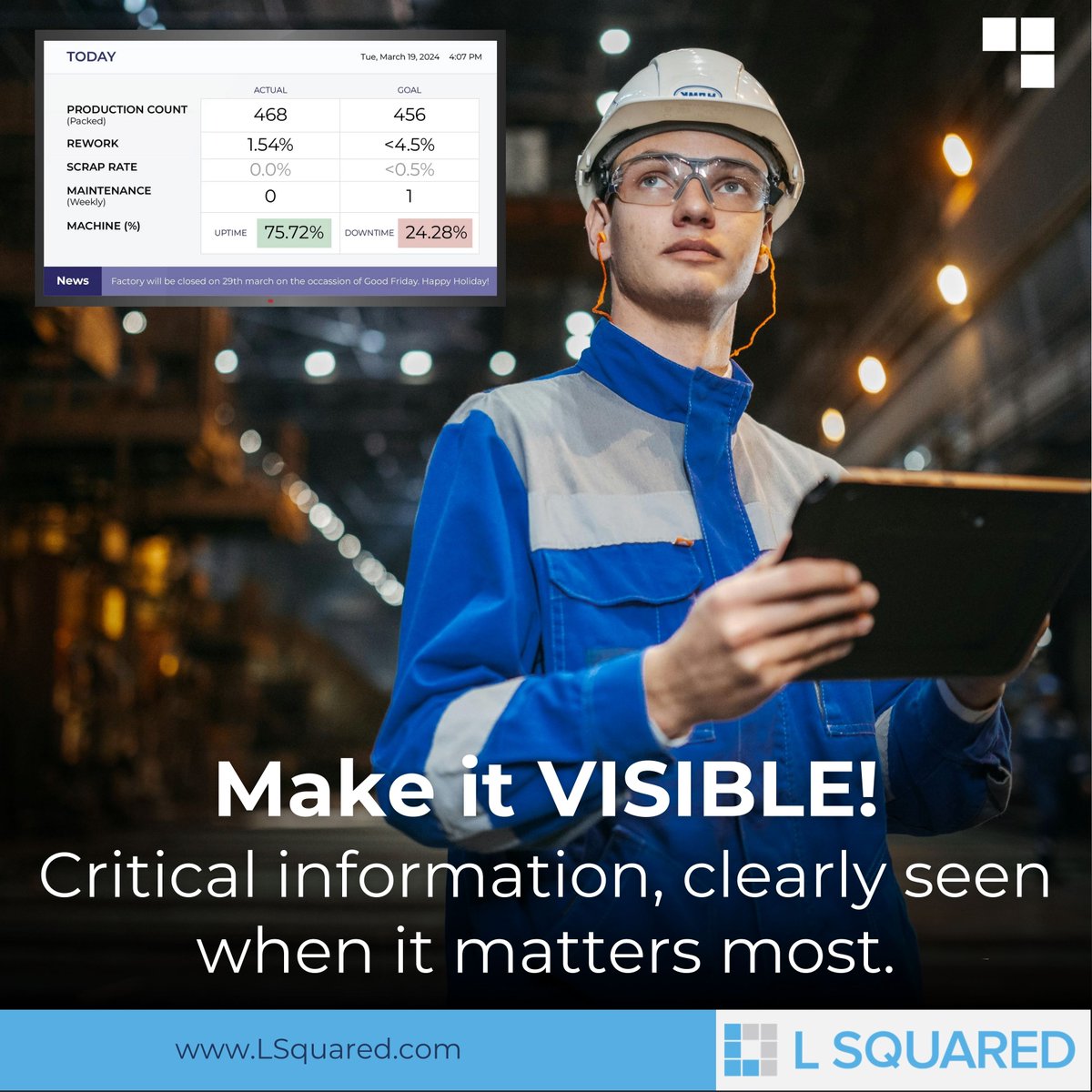 LSquaredDigital's tweet image. Growth breaks communication first.

What works for 1 line fails at 10. That lag kills your OEE.

The fix isn't more meetings; it’s better visibility. Put the metrics where the work happens.

Clear eyes, full uptime. Make it Visible!

#Manufacturing #OEE #SmartFactory