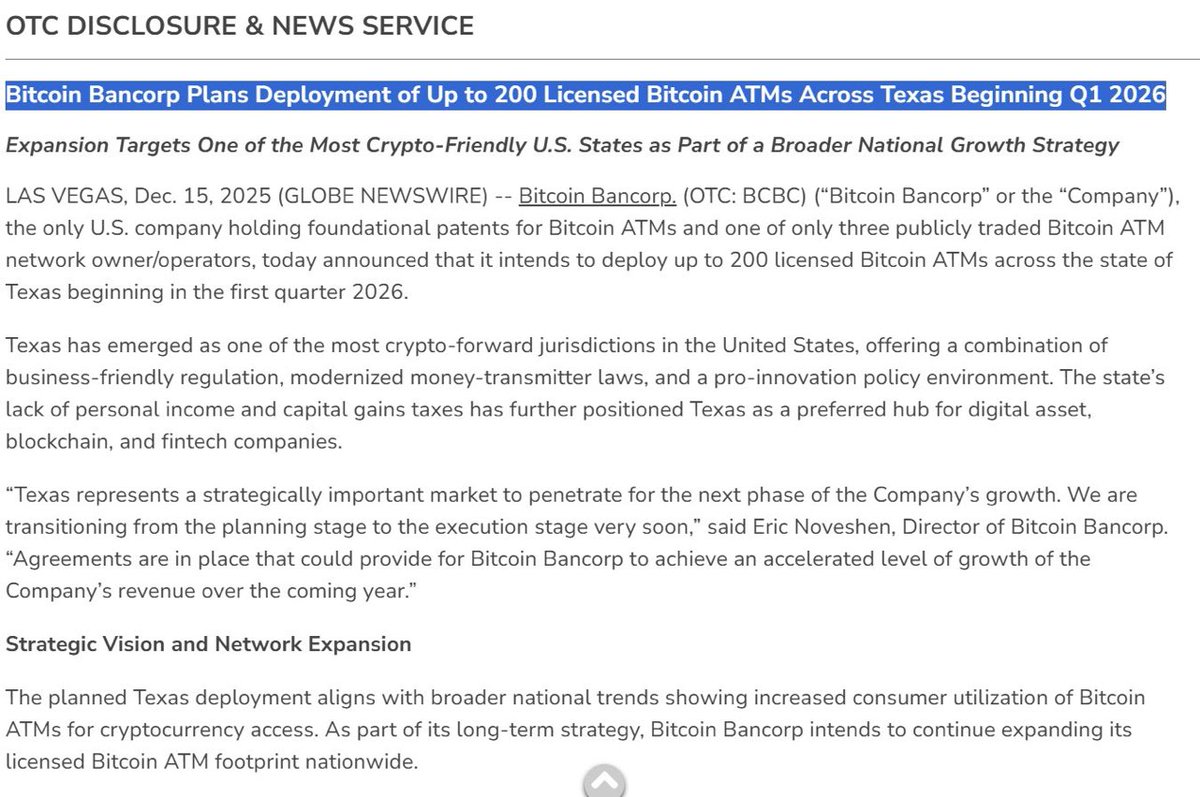 BCBC News last month has gotten some serious attention..this company looks  to capitalize on the Bitcoin lure and should start to see updates from what  looks like exciting times.. Bitcoin Bancorp Plans