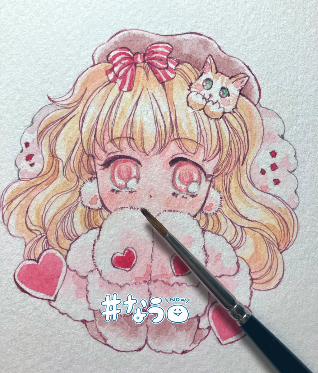 アナログイラスト展 #川崎文具店 サクッと着彩🌸マイメリブルー 線画は