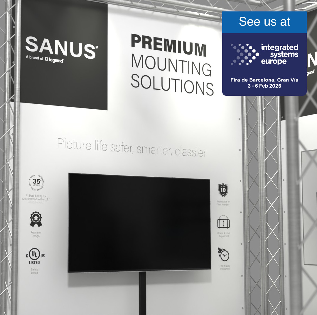 We’re delighted to be back at #ISE2026 and look forward to welcoming you to our booth – 2A855 – when the doors open tomorrow morning.
The Sanus team will be on hand to help with any information you need on our world-beating TV mounts, racks and accessories for Sony and Sonos.