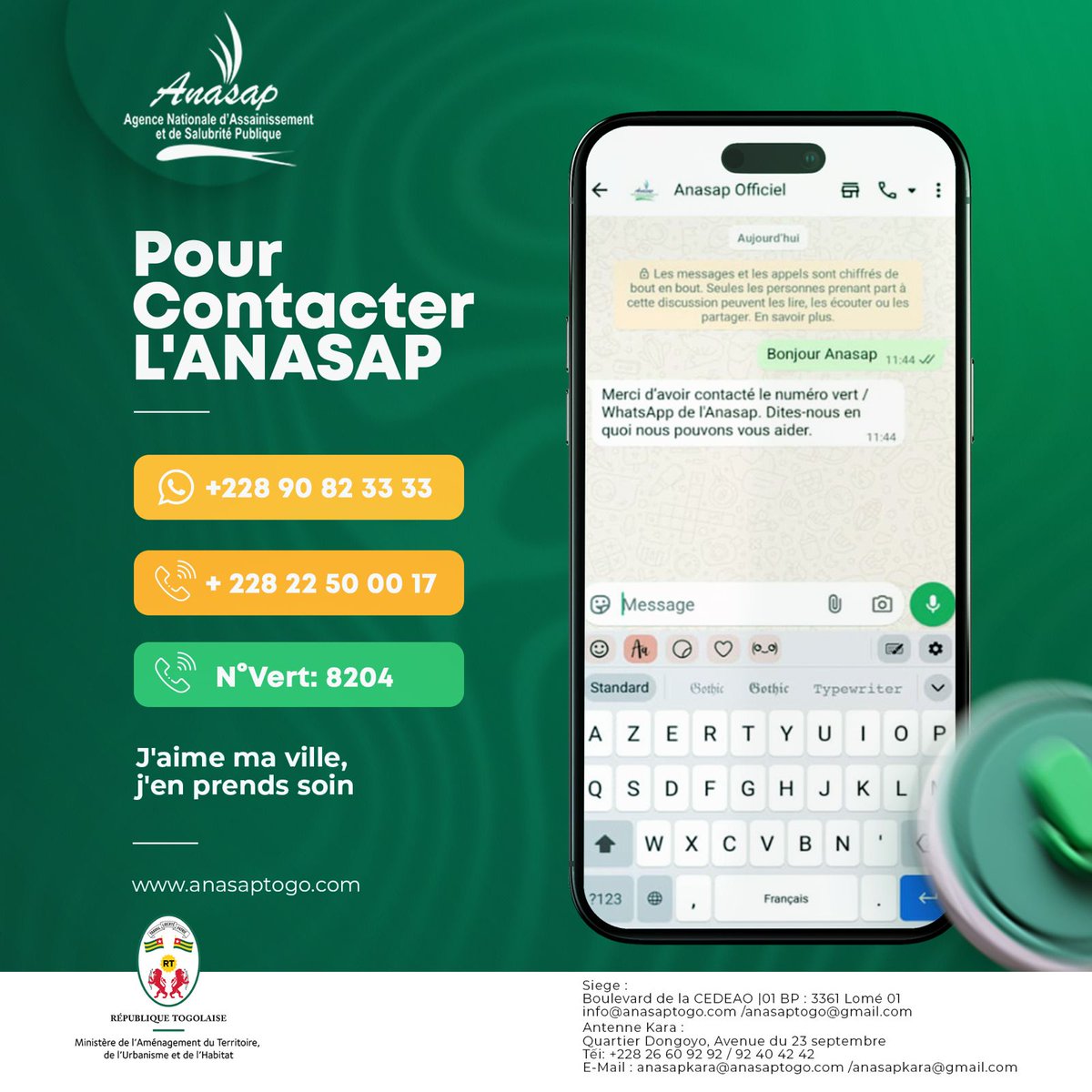 Dans une démarche de renforcement de sa proximité avec les populations, l’Agence nationale d’assainissement et de salubrité publique (ANASAP) vient de franchir une nouvelle étape dans la lutte contre l’insalubrité urbaine. 

➡️  urbanisme.gouv.tg/anasap-lance-u…

#Denyigban
#Togo🇹🇬
#MATU