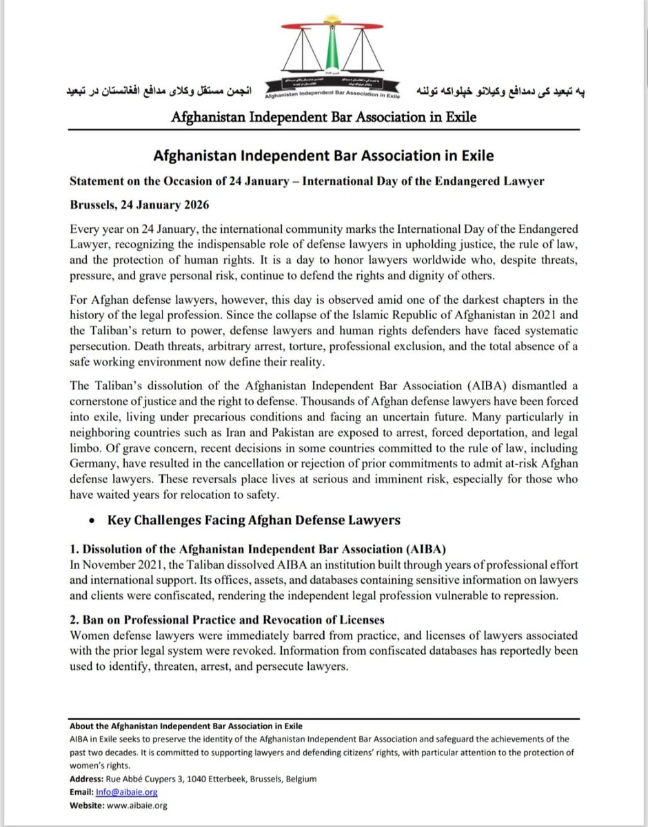 AIBAIE's tweet photo. Statement on the Occasion of 24 January-International Day of the Endangered Lawyer. https://t.co/r0HyqbTSgB