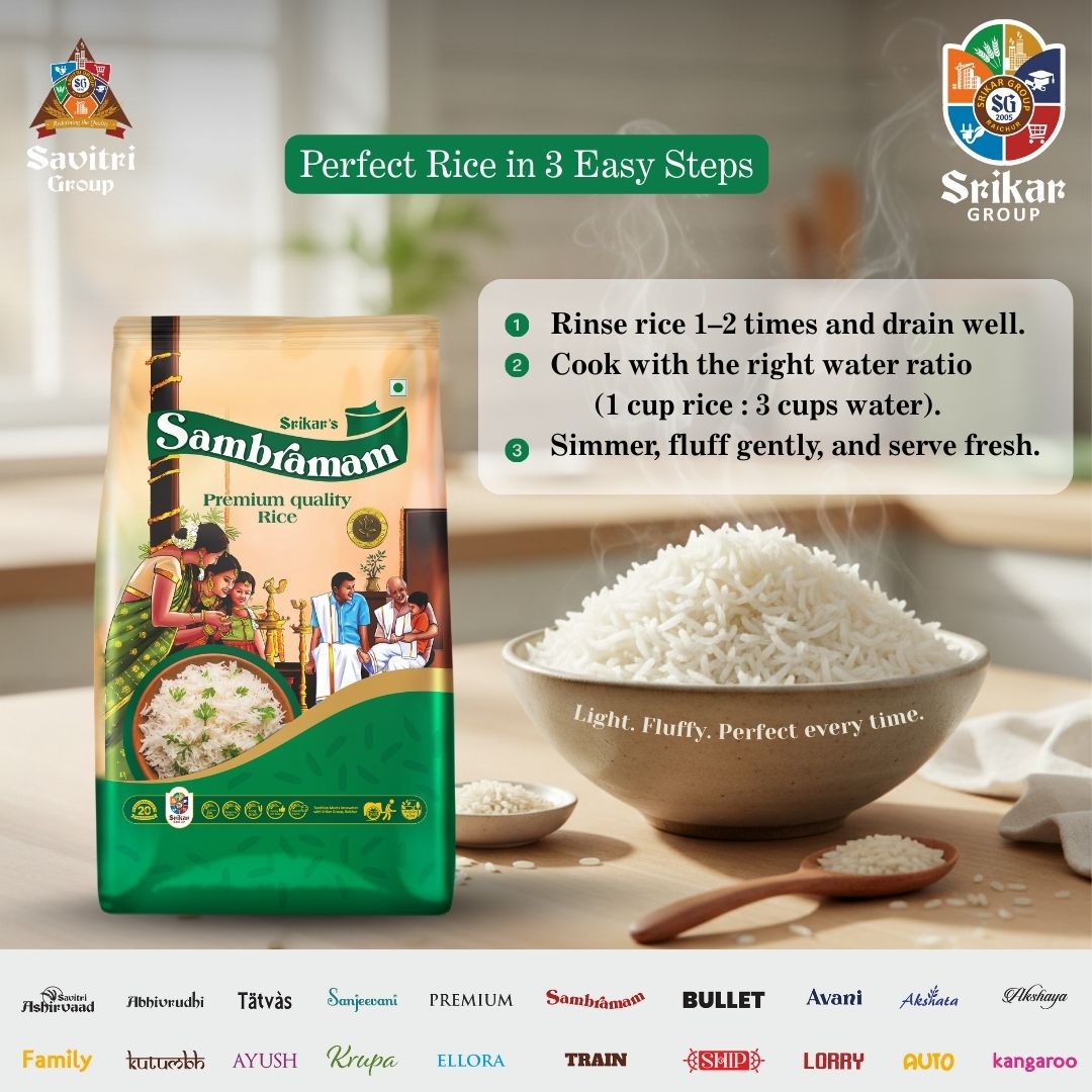savitri_group's tweet image. “Three simple steps to perfectly fluffy rice — every single time.”
“For orders &amp;amp; enquiries, contact Savitri–Srikar Rice
📞 +91 73535 31976
🌐 savitrigroup.in”
#PerfectRice #FluffyRice #RiceCookingTips #EverydayCooking #KitchenTips
#SrikarRice #SavitriGroup #HomeCooking