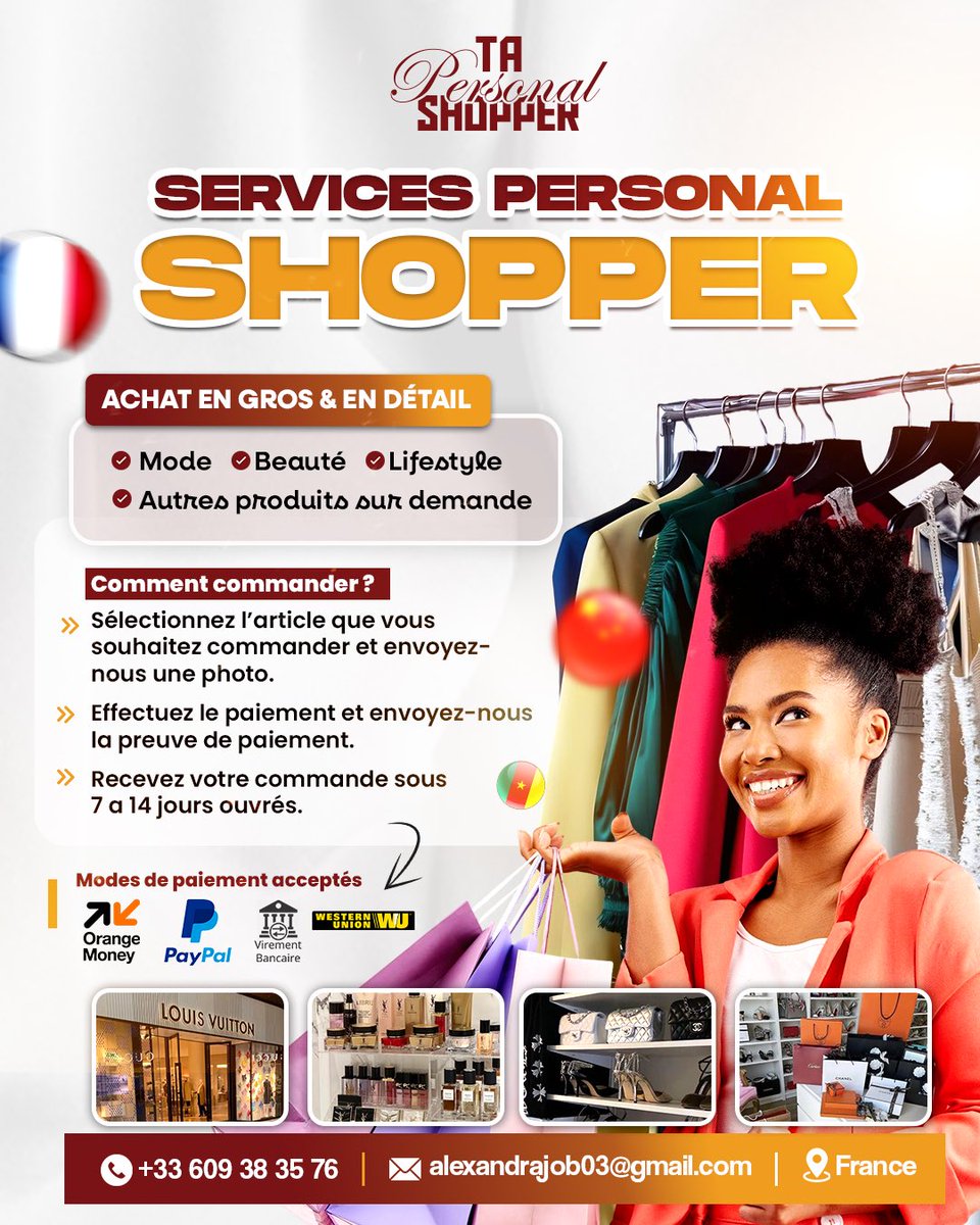 Je vous présente mon nouveau bébé 
Un service de personal shopping sur mesure.
De la France vers le Cameroun 🇨🇲 ✨

Max de Rt s’il vous plaît 🥹❤️