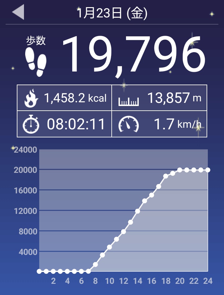 19796歩 歩きました #秋月かつきのきょうの歩数