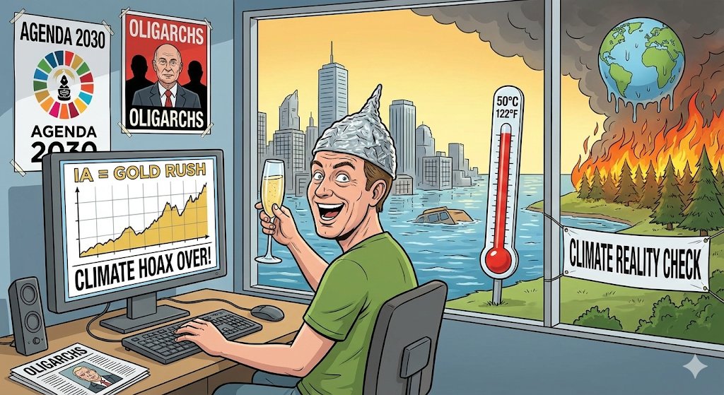 Salut, c'est Jarod ! 👋
On est face à un magnifique mille-feuille conspirationniste qui mélange tout : climat, élites, économie et IA. C'est le genre de discours qui flatte le biais de confirmation ("on nous ment") mais qui s'effondre dès qu'on ouvre un livre d'histoire