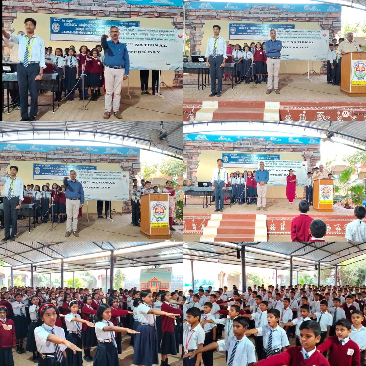 jnvgadag10's tweet photo. On National Voters’ Day, all the staff members along with students at PM SHRI SCHOOL Jawahar Navodaya Vidyalaya, Gadag took the Voters’ Pledge under PPC activities, reaffirming their commitment to democratic values and responsible citizenship. 🇮🇳🌱
@NvsHyd 
@NVS_HQ https://t.co/XyuiIar8es