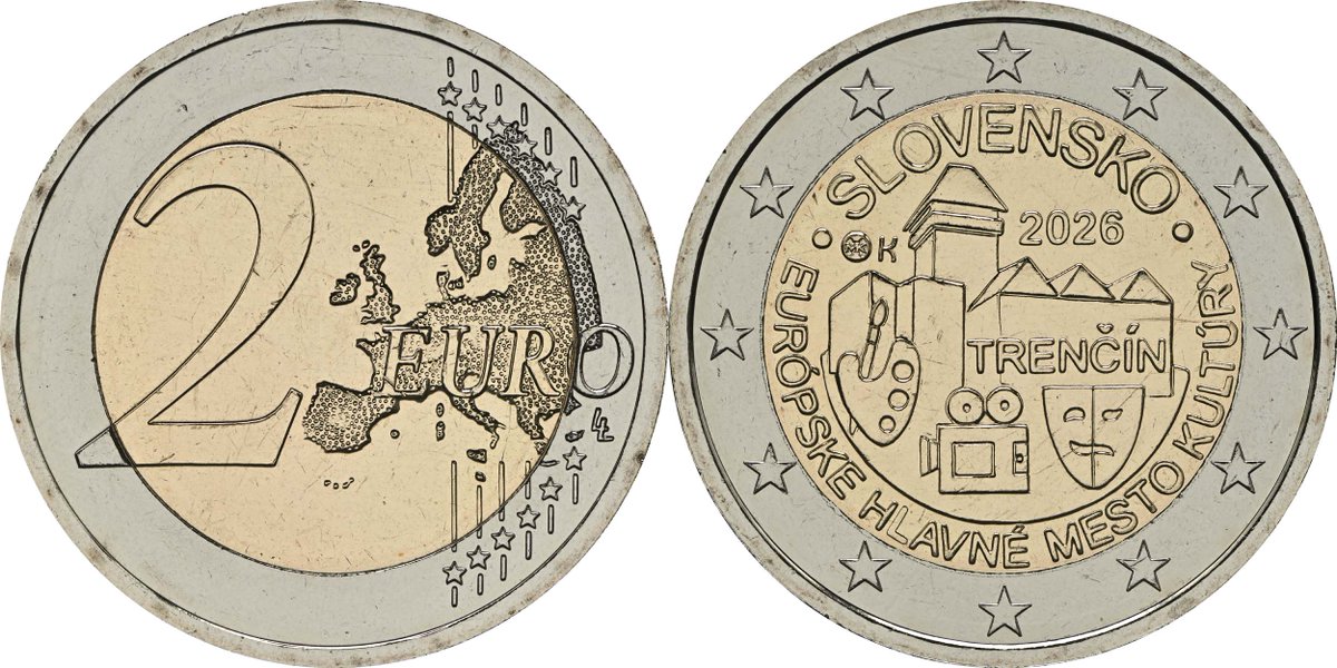 Neu am Lager: 2 Euro Trencin 2026 bfr Slowakei: Slowakei : 2 Euro Trencin - Kulturhauptstadt 2026 bfr  Preis: 3.5 Euro dlvr.it/TQWj4T