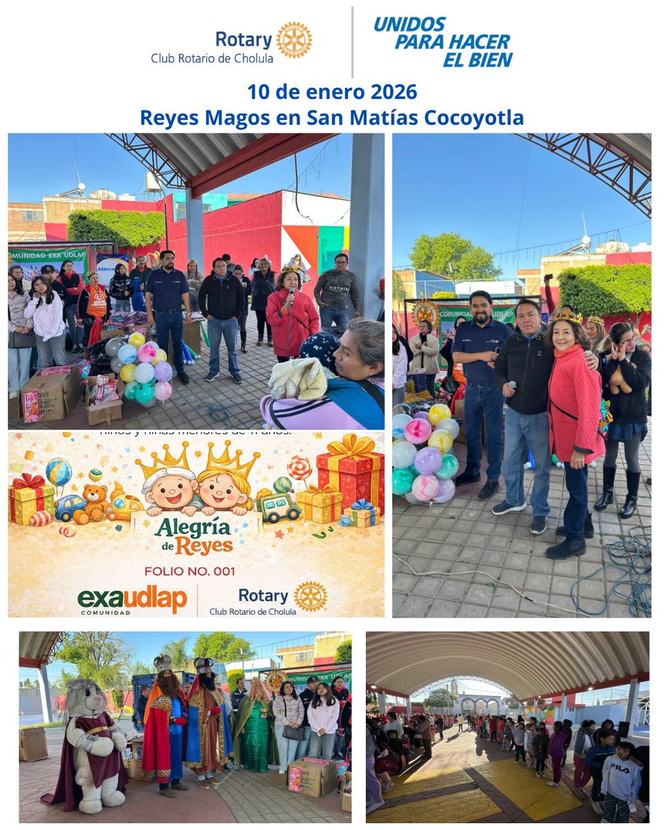 Junto con exaudlap COMUNIDAD, se entregaron 1000 juguetes en San Matías Cocoyotla, con la participación del Presidente Auxiliar y socios de ambas organizaciones.
#Rotary #GenteDeAcción #WeAreRotary #PeopleOfAction #ProudRotarian #clubrotariodecholula #FundacionRotaria