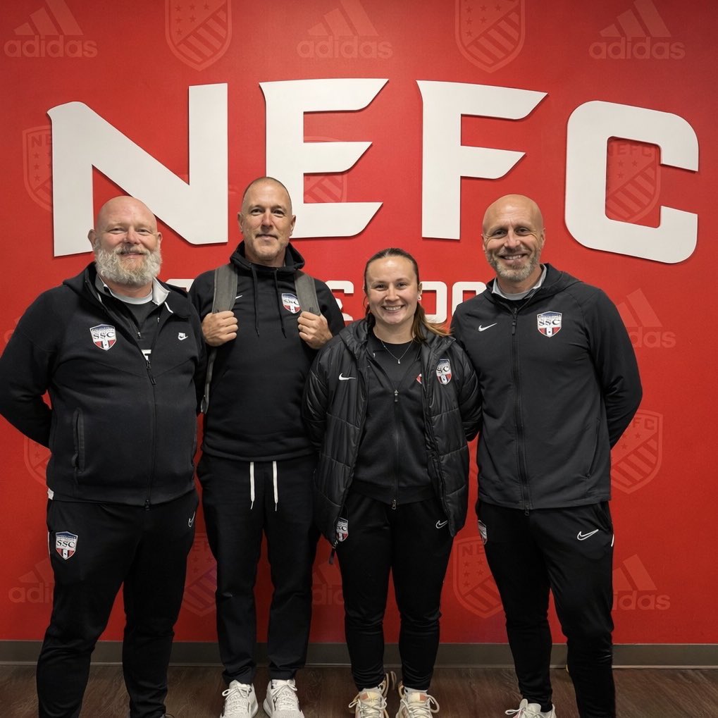 SEsoccerclubCT's tweet photo. 𝐂𝐎𝐀𝐂𝐇 𝐄𝐃𝐔𝐂𝐀𝐓𝐈𝐎𝐍

Several members of our coaching staff visited club partners @NEFC_US this week for a high-level day of professional development.

📝 C.A.R. &amp; K.I.S.S.S principles
⚽️ ft. @MLSNEXT 2012 Boys
🩻 Recovery Modalities ft. @MassGenBrigham 

#SSCPride https://t.co/XISlYnV1ND