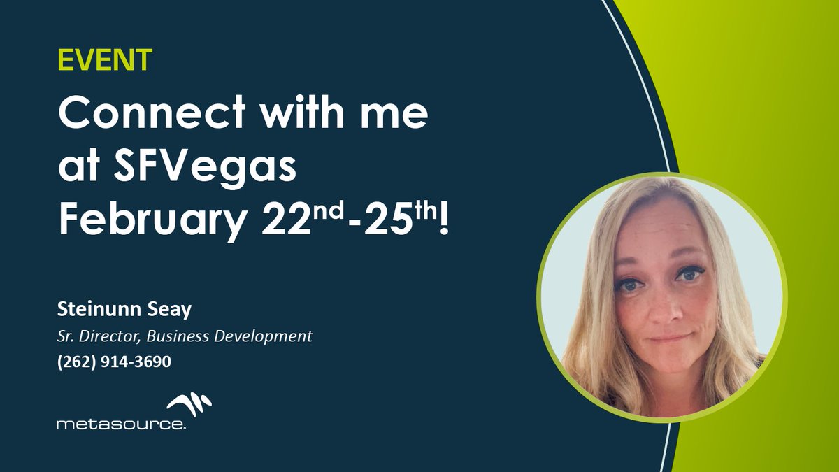 MetaMortgage's tweet photo. MetaSource is heading to #SFVegas2026 next month! 👏

We’re excited to take part in the discussions around innovation, operational strategy, and compliance trends. Keep an eye out for MetaSource's Steinunn Seay and connect with her during the conference! 
 
#NetworkingEvent https://t.co/nvbdiRqfrz
