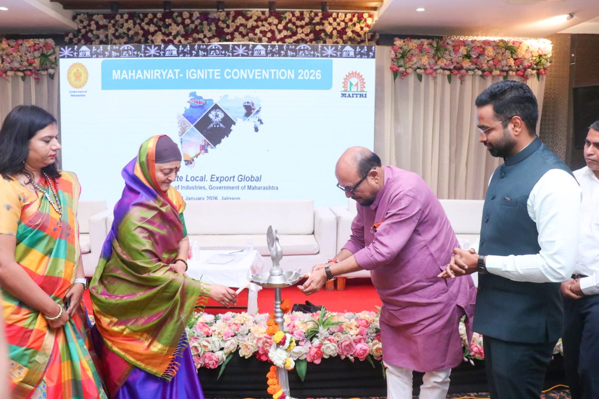 📅 दि. 23 जानेवारी, 2026
📍 जळगाव
🏭✨ “महा निर्यात इग्नाईट कन्व्हेंशन 2026” कार्यशाळा यशस्वीरित्या संपन्न ✨
हॉटेल प्रेसिडेंट कॉटेज, जळगाव येथे “महा निर्यात इग्नाईट कन्व्हेंशन 2026” कार्यशाळेचे आयोजन करण्यात आले.