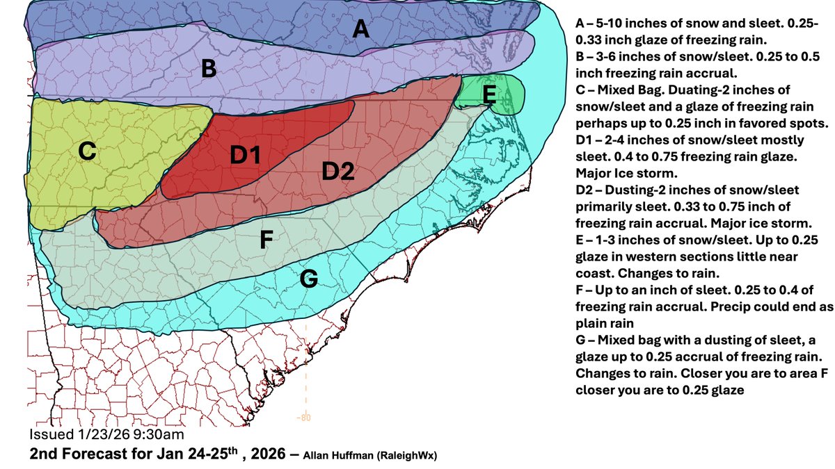 RaleighWx's tweet image. Made small updates this am to the map, will also update perhaps with more changes early this pm after I can digest the 12z data more.