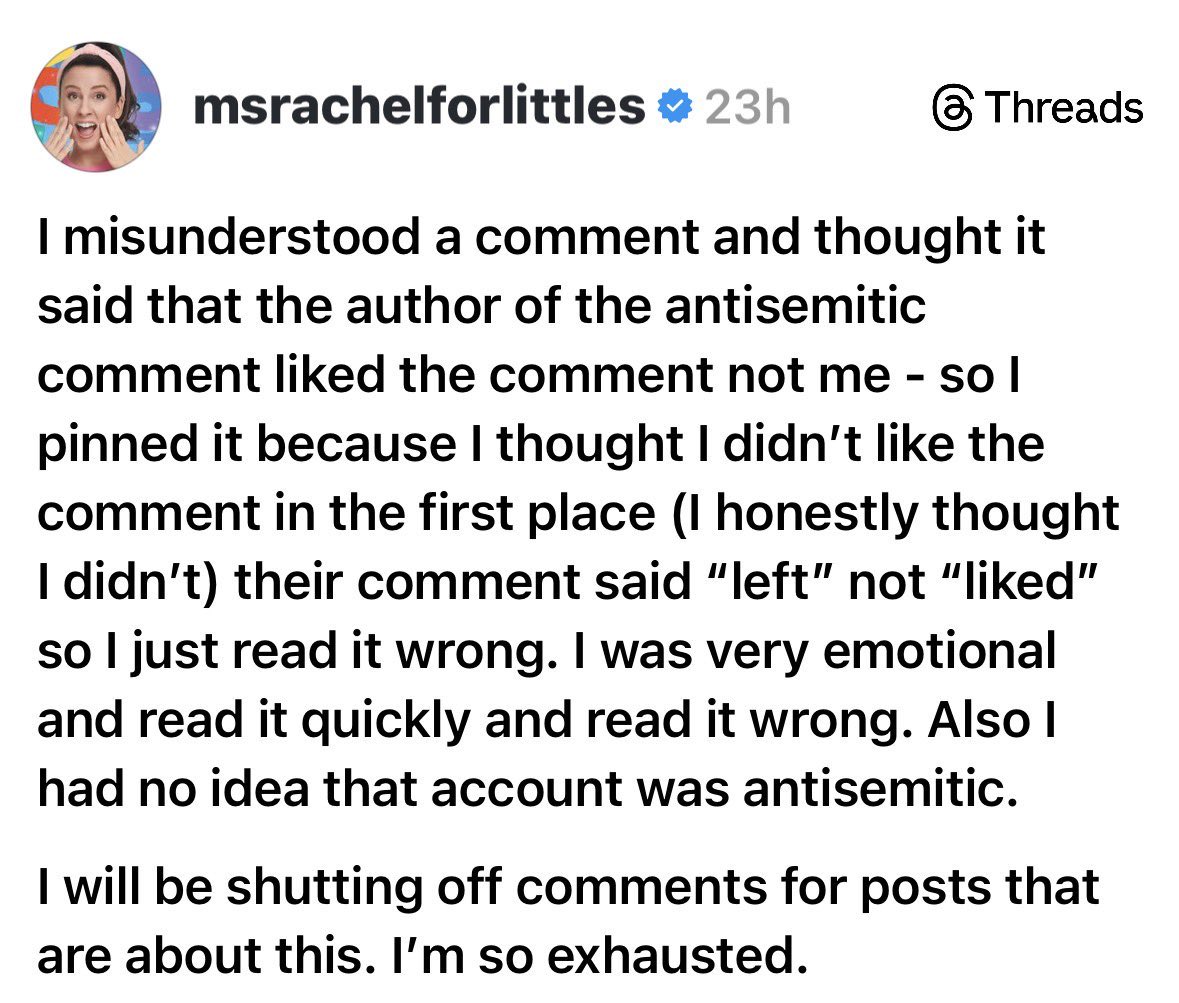 emzanotti's tweet photo. I’m starting to think maybe Ms. Rachel just isn’t all that bright. https://t.co/s0MvNbJJwA