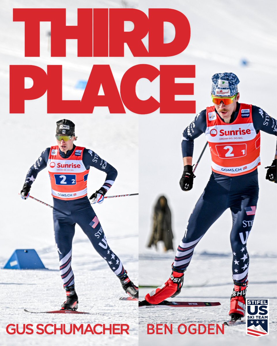FIRST TIME EVER! 🇺🇸

Gus Schumacher and Ben Ogden teamed up together to bring home the first-ever U.S. men’s team sprint World Cup podium 👀🏆

#stifelusskiteam