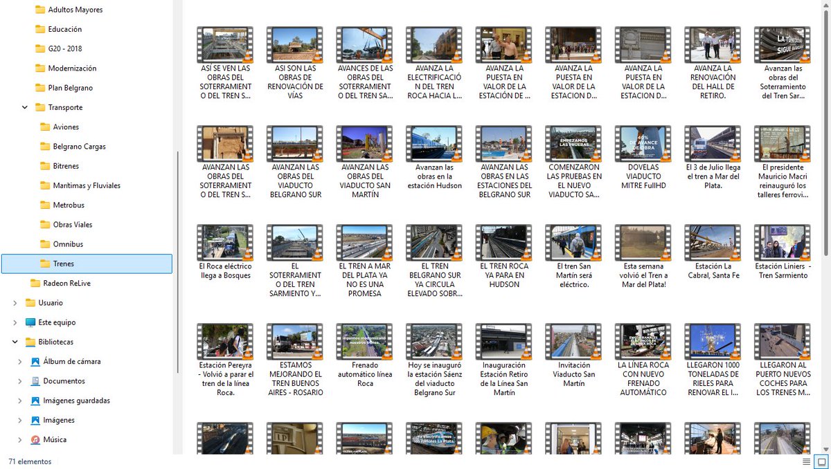 Algunos libertos me bardean por mi tuit de los trenes de ayer y me salen con que 'Macri no hizo nada', acá hay 1.5 Gb de videos sólo de trenes, al costado se podrá ver el resto de los ítems... y en otra unidad tengo los videos de viajes, entrevistas a medios locales e