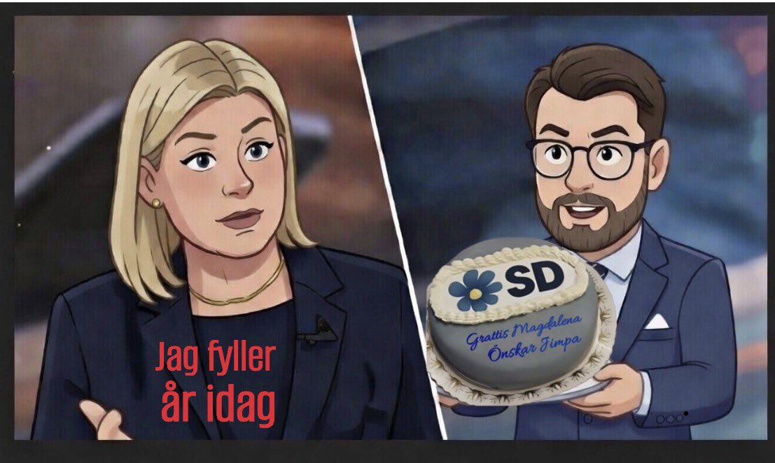 Sjukt kul 😂 att det är Magdalenas födelsedag i dag. Hennes 59:e och vilken storslagen present hon fick på morgonen när hon fick veta att Jimmie har promenerat om henne😂😂✌🏽✌🏽