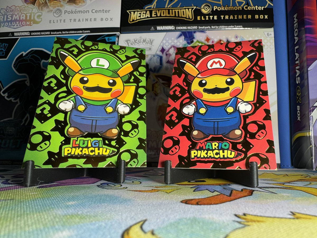 PermCollection3's tweet image. Good Morning! ☀️ 

The Mario PikaBros are ready to kick start the weekend! 

What do you plan to do this weekend? Also show me your favorite card that you just pulled!

These two may not be licensed by Pokemon but I love these cards!
#Pokemon