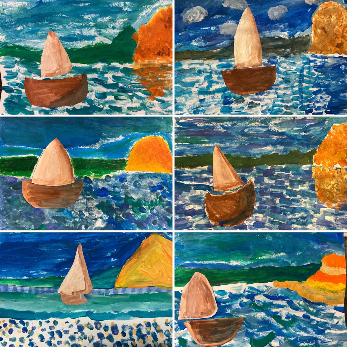 3rd grade artists have completed their Impressionism-inspired seascapes! #HPSDawesome