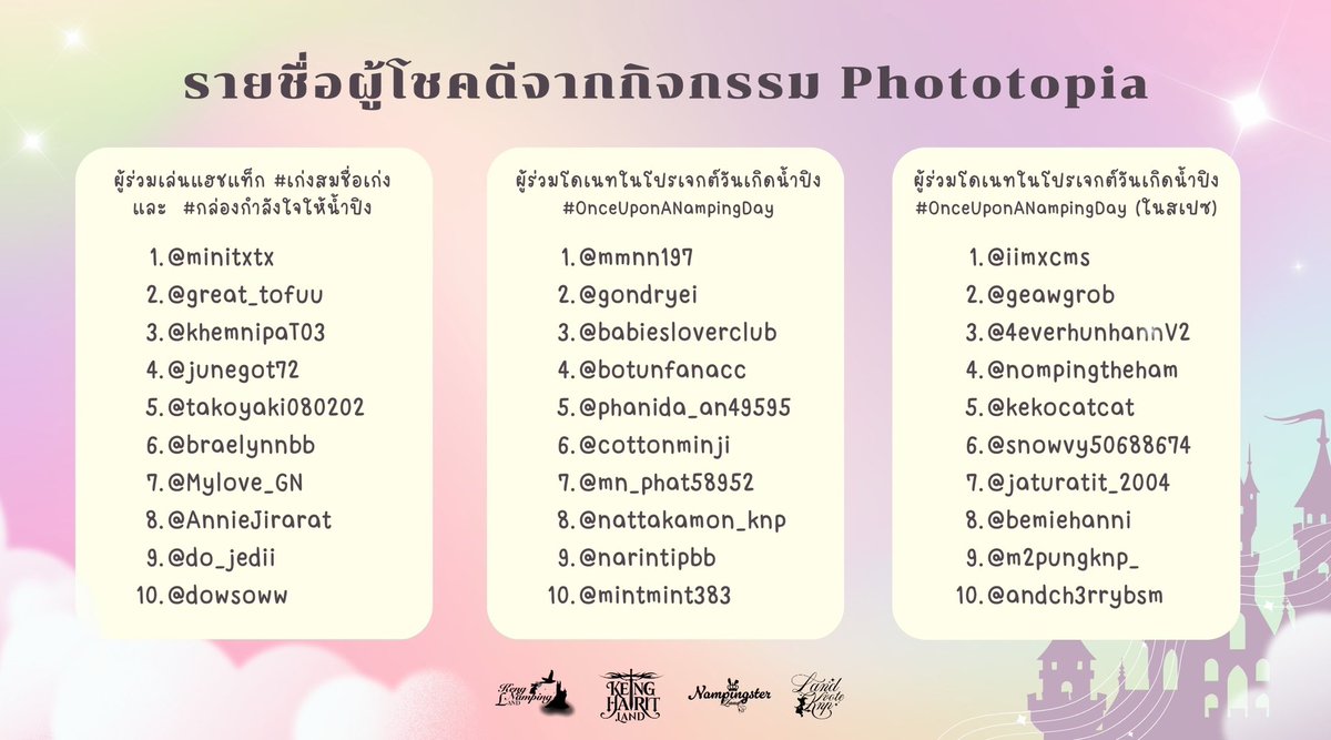 KengNampingLand's tweet image. ประกาศแล้วจ้า💥 ขอบคุณพี่ ๆ ทุกคนนะจ๊ะที่มาร่วมกิจกรรมนี้ ฝากพี่ ๆ ทุกคนทักแชทบ้านและส่งหลักฐานตามหัวข้อที่ตัวเองร่วมสนุกมาหน่อยน้า ยินดีด้วยค้าบอ้วน ❤️‍🔥

อย่าลืมทักมาน้า รับไปเยยคูปองถ่ายรูปฟรี ไปถ่ายได้ตั้งแต่วันนี้ - 27 เลยน้าคับ ลุยย 🛺💨 

ขอบคุณพี่ @PhotopiaTH อีกรอบค่า🌷