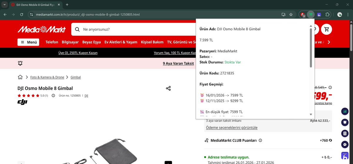 Mükemmel bir Chrome uzantısı 'OnuAl Fiyat Geçmişi' alacağınız ürünün fiyat geçmişini merak ediyorsanız hemen kullanmaya başlayın. #yapayzeka #bunuAL