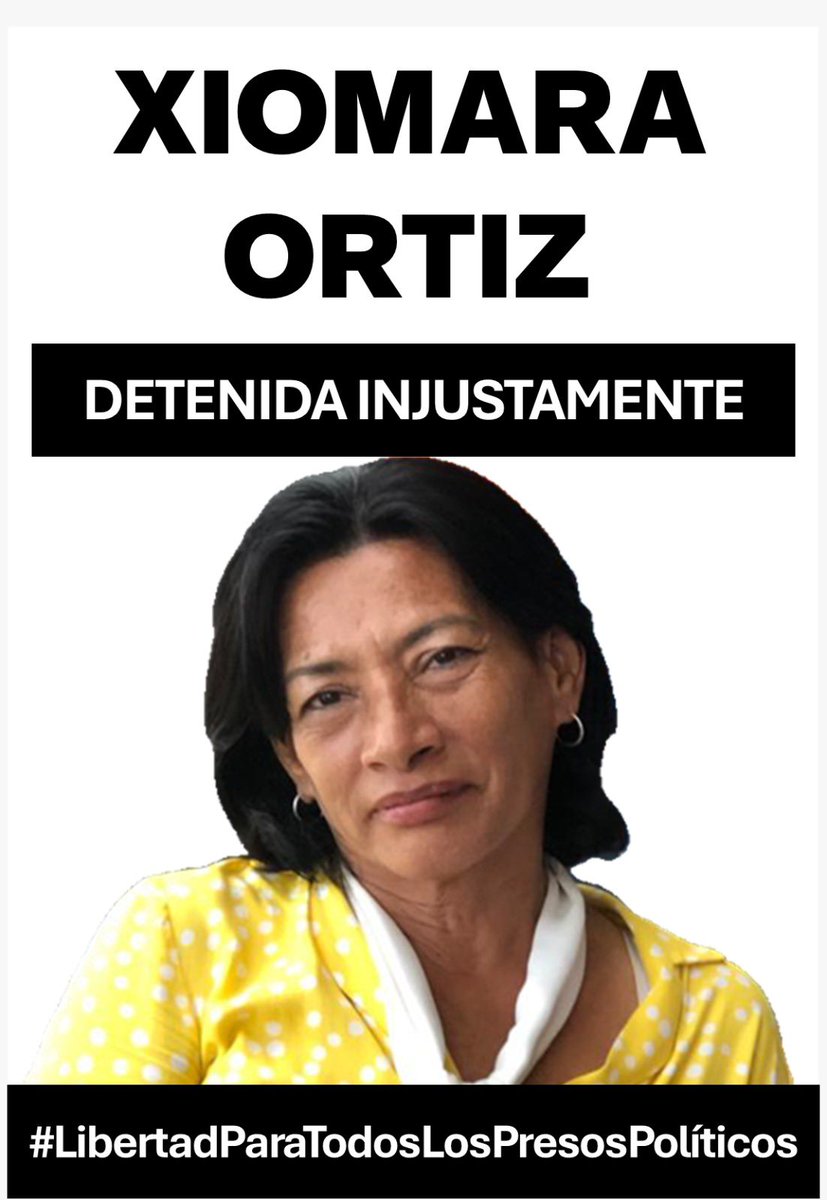JennyFulop's tweet image. La comunidad internacional no puede guardar silencio.
Xiomara Ortiz lleva meses detenida arbitrariamente en Venezuela.
La libertad es HOY.
#XiomaraOrtizLibre #LiberenYaALosPresosPoliticos