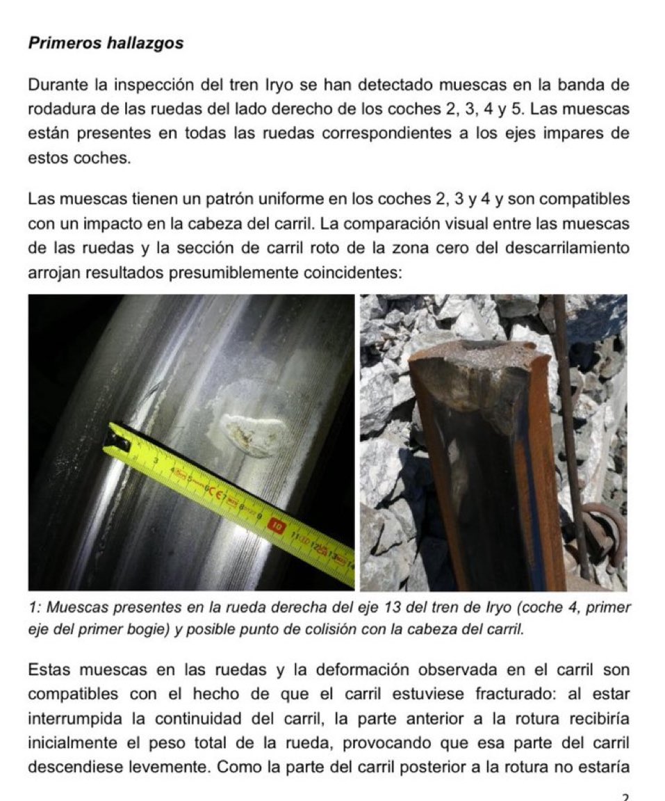 MariaJamardoC's tweet image. El primer informe oficial de la Comisión de Investigación de Accidentes Ferroviarios ya apunta la causa que muchos expertos señalaron desde un principio: una rotura previa de la vía que hizo descarrilar el sexto vagón del Iryo. Es decir, fue la causa, no la consecuencia.

Y, en…