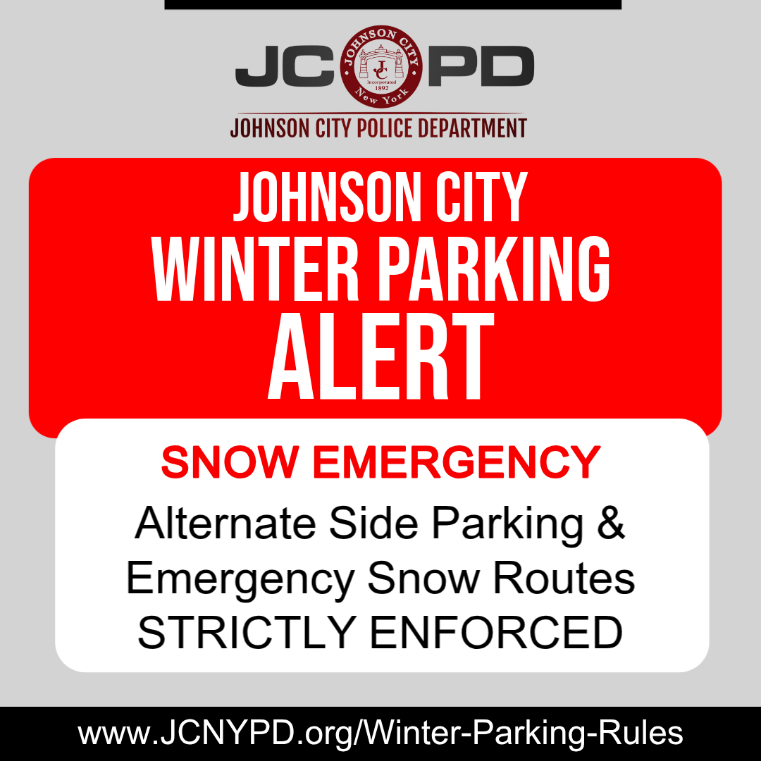 🚨 SNOW ALERT – Sun &amp; Mon 
Alternate side parking &amp; emergency snow routes-strictly enforced.
After 2” snow, all vehicles must be off-street on emergency snow routes.

🅿️ FREE parking (no overnight permit required): Municipal &amp; Village Park lots.

🔗 jcnypd.org/winter-parking…