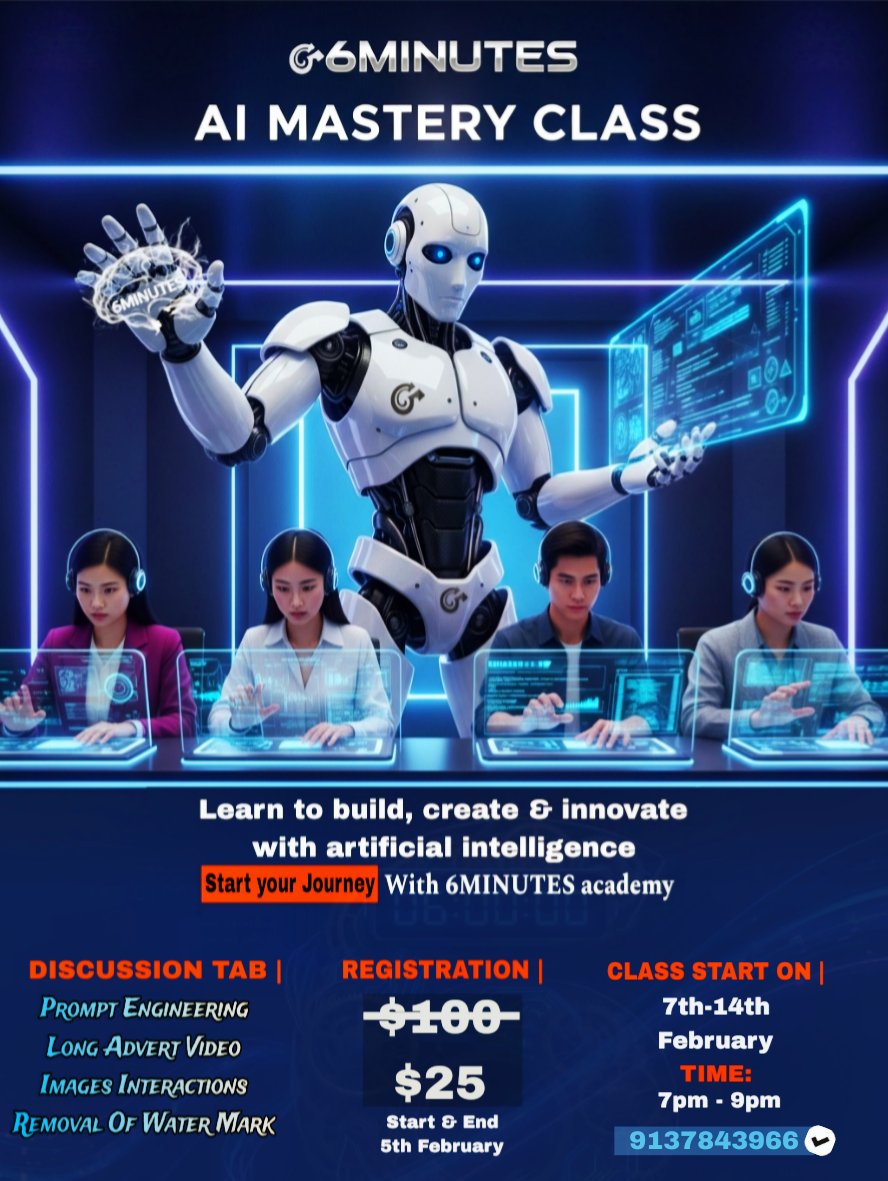 I present to you AI Masterclasses by <a href="/6minutes_co/">6MINUTES🧭⛓️</a>, one of the best places to learn practical AI skills at a very affordable price.

This is an intensive, hands-on training strictly for serious-minded people who are ready to learn and actually practice what they’re taught.
If
