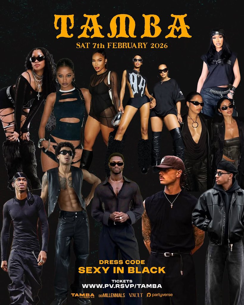 #TAMBA said come looking SEXY IN BLACK

NEXT TAMBA: SAT, FEB 7, 2026