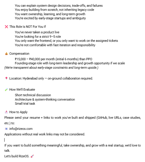 RizeOS's tweet photo. #internship #Hyderabad @jobhyd @hyderabadjobs_ @Tech2hires @eNaukri_com  @indeedindia @swhyderabad @startupteamin @grind_hyd @HydStartupHub @startuphdd @tsc_hyderabad @startup_hyderabad https://t.co/zZNweekNaH