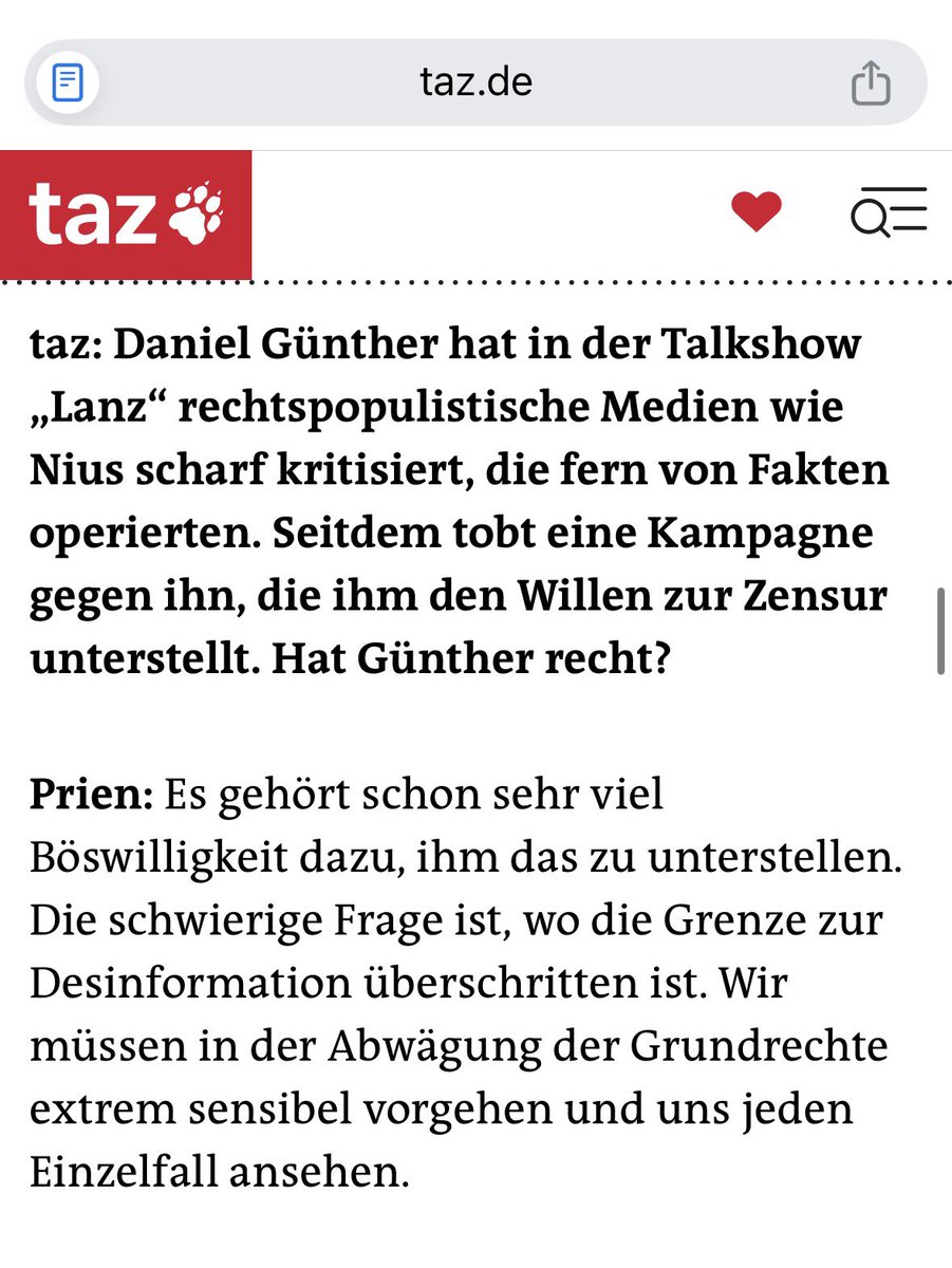 Pauline__Voss's tweet image. Nächster Angriff auf neue Medien aus der CDU: Familienministerin Karin Prien will jetzt die Grundrechte von Journalisten „abwägen“ und sich „jeden Einzelfall ansehen“, um zu bewerten, wo die „Grenze zur Desinformation überschritten ist“. Dazu ein paar Klarstellungen: 1.…