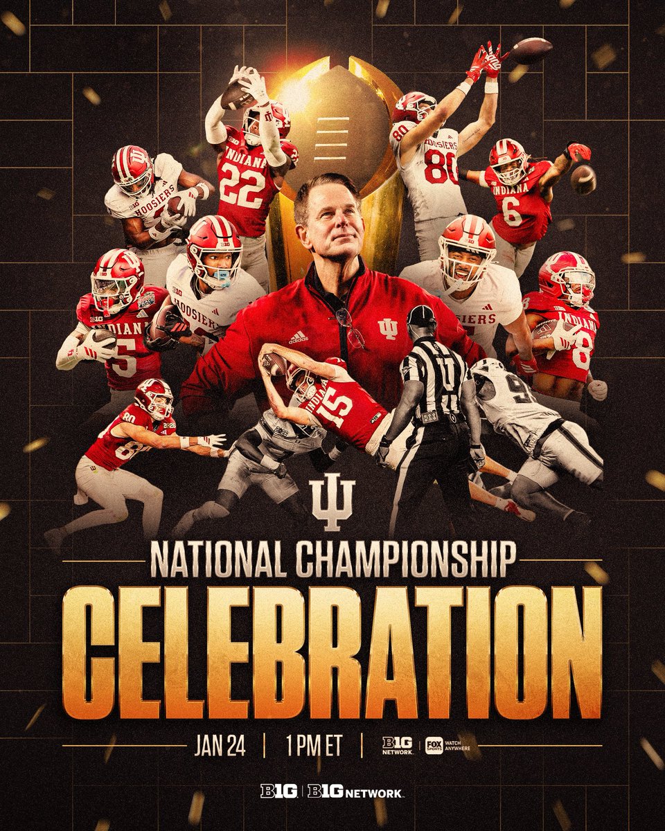 BigTenNetwork's tweet image. Watch the 𝘐𝘯𝘥𝘪𝘢𝘯𝘢 𝘍𝘰𝘰𝘵𝘣𝘢𝘭𝘭 𝘕𝘢𝘵𝘪𝘰𝘯𝘢𝘭 𝘊𝘩𝘢𝘮𝘱𝘪𝘰𝘯𝘴𝘩𝘪𝘱 𝘊𝘦𝘭𝘦𝘣𝘳𝘢𝘵𝘪𝘰𝘯 at 1 p.m. ET 1/24 🏆