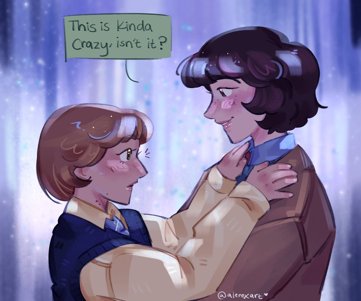 laventulip's tweet image. snowball dance 💛💙 #byler #bylertwt