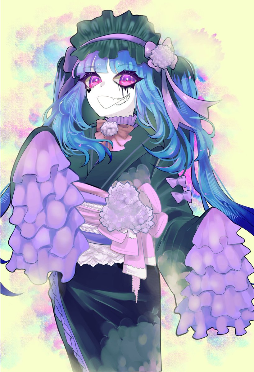 #darumibdaybash2026
i drew darumi in one of those gothic lolita-kimono fusion outfits.... i think it fits her!!