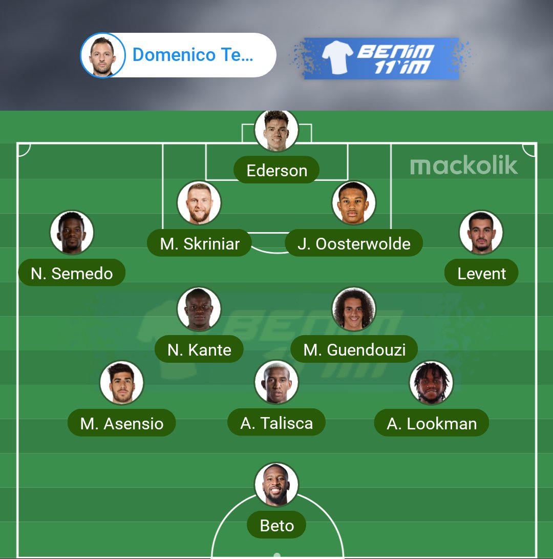 Beto transferi gundemdeymis biraz baktim fena santrafor degil (hava üstünlügü yüksek✈️✈️ sırtı dönük oynayabiliyor, bağlantı oyunu oynuyor hocamiz istediğine göre tutar bence. 

Eğer olursa yanına kesinlikle LOOKMAN veya olmuyorsa kaliteli bir kanat ve KANTE alınmalı. Güzel oldu.