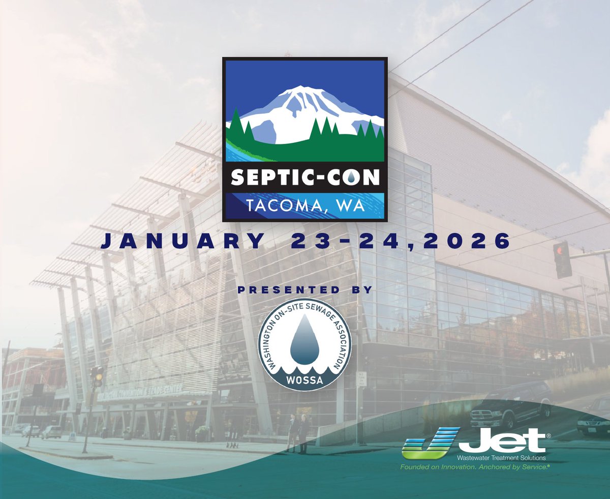 JetIncorp's tweet image. The 2026 WOSSA Conference at the Tacoma Convention Center is happening now! Stop by our booth and let's chat about Jet wastewater treatment systems and Jet UV disinfection!