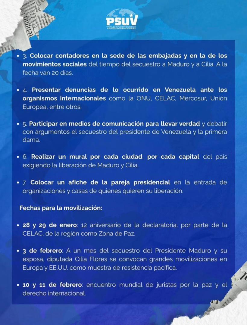 El diputado Nicolás Maduro Guerra está promoviendo 5 tareas y 7 acciones globales para la batalla por la liberación del Presidente Maduro y de la diputada Cilia Flores. Apoyemos esta campaña por todas las vías a nuestro alcance!!!
Viva la Revolución Bolivariana!!!