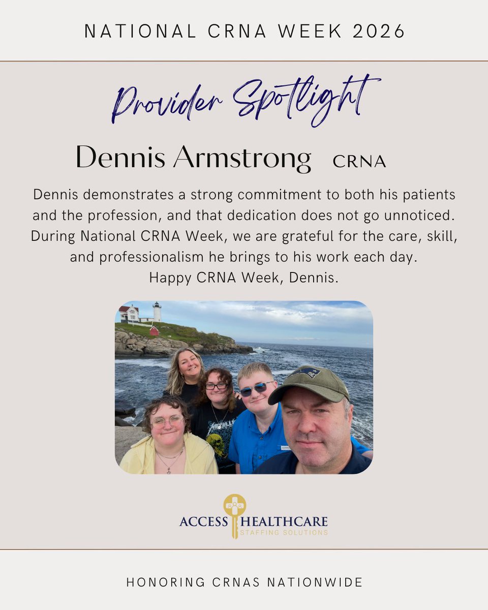 Dennis brings steady dedication and professionalism to everything he does, and it shows in the care he provides each day. We are grateful for his commitment to his patients and to the CRNA profession. Happy CRNA Week, Dennis!

#NationalCRNAWeek #GetACCESS