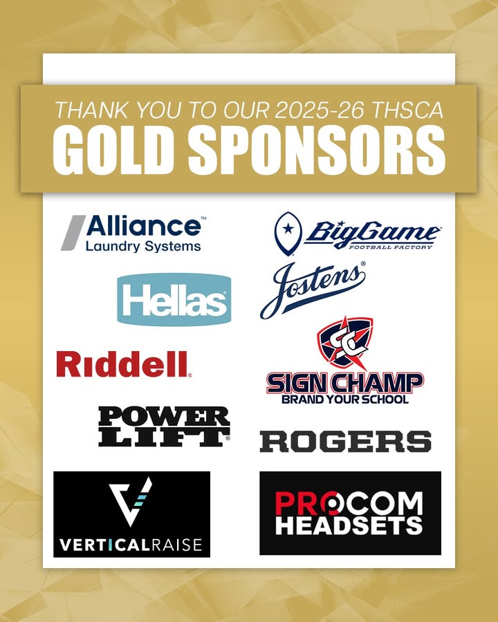 THSCAcoaches's tweet image. ⭐ Gold stars for our 25-26 THSCA Gold Sponsors... you make us better! Thank you for your support! ⭐

🔗: thsca.com/sponsors/