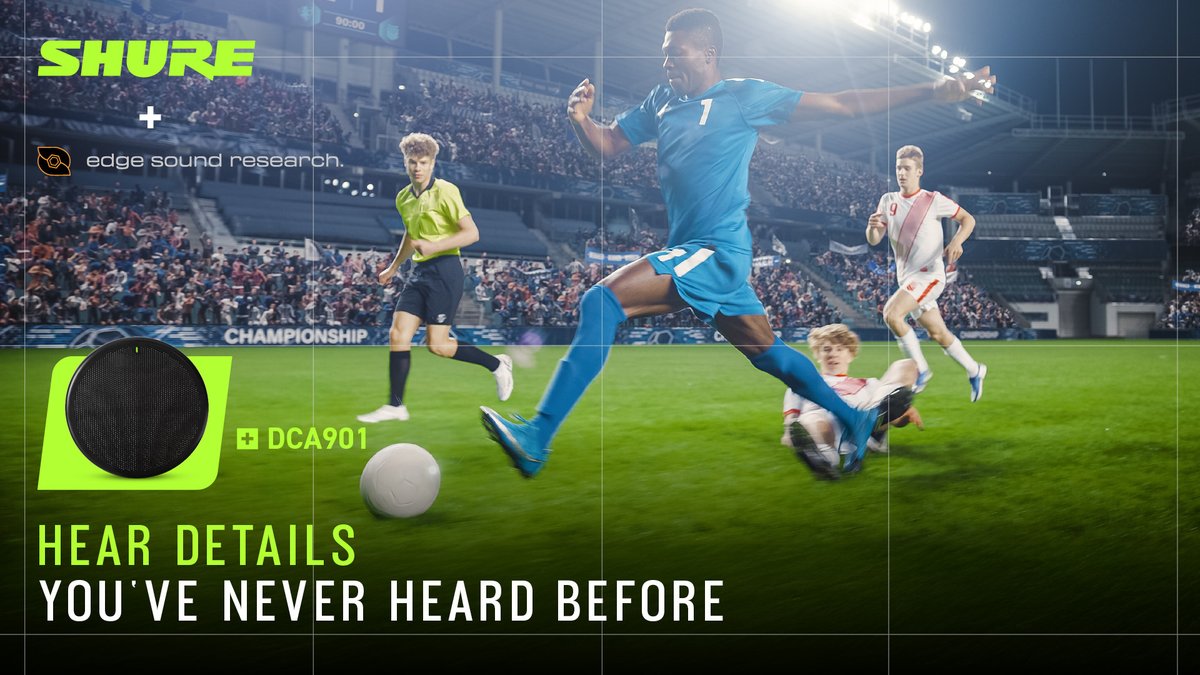 shure's tweet image. What makes live sports unforgettable isn’t just what you see, it’s what you hear. DCA901 Mic Arrays capture sound across the entire field.

Learn how Shure's partnership with EDGE Sound Research is reshaping sports audio: shu.re/3NoYKIk