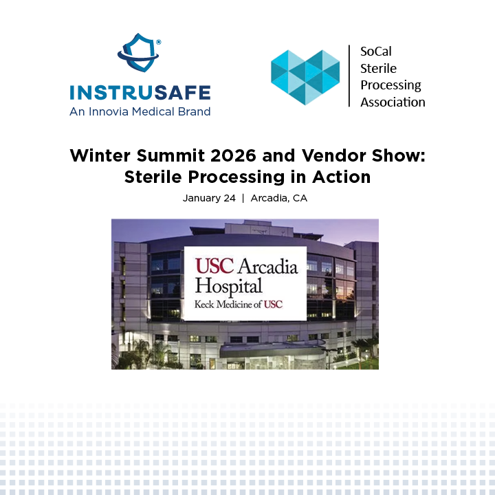 InstruSafe's tweet photo. Less than 24 hours till the SoCal Sterile Processing Association's Winter Summit 2026 and Vendor Show kicks off! If you plan to attend, please stop by our booth and chat with us. #InstruSafe #SterileProcessing #SPD https://t.co/eb6KeaSoAR