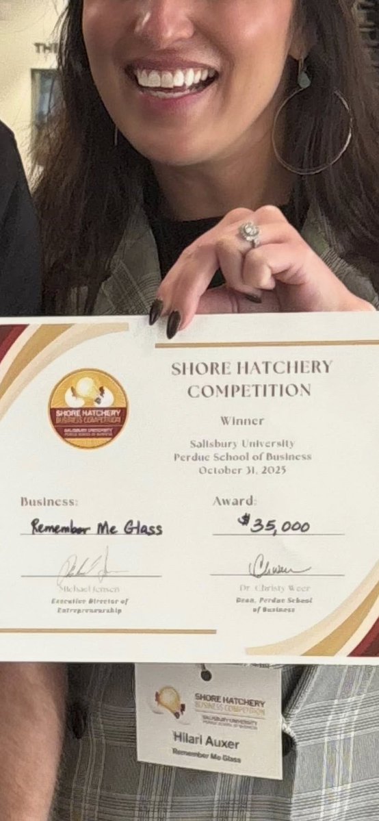 Congratulations to Jeffrey Auxer Designs and Remember Me Glass on winning the Shore Hatchery Competition through Salisbury University.

A $35,000 grant supporting continued growth for this Worcester County business. We’re proud to see local entrepreneurs thrive.
