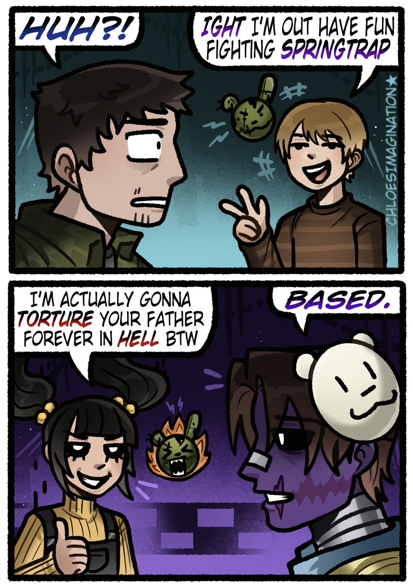 ChloeImagine's tweet image. FNAF 2 movie Cassidy and game Cassidy are silly beings..