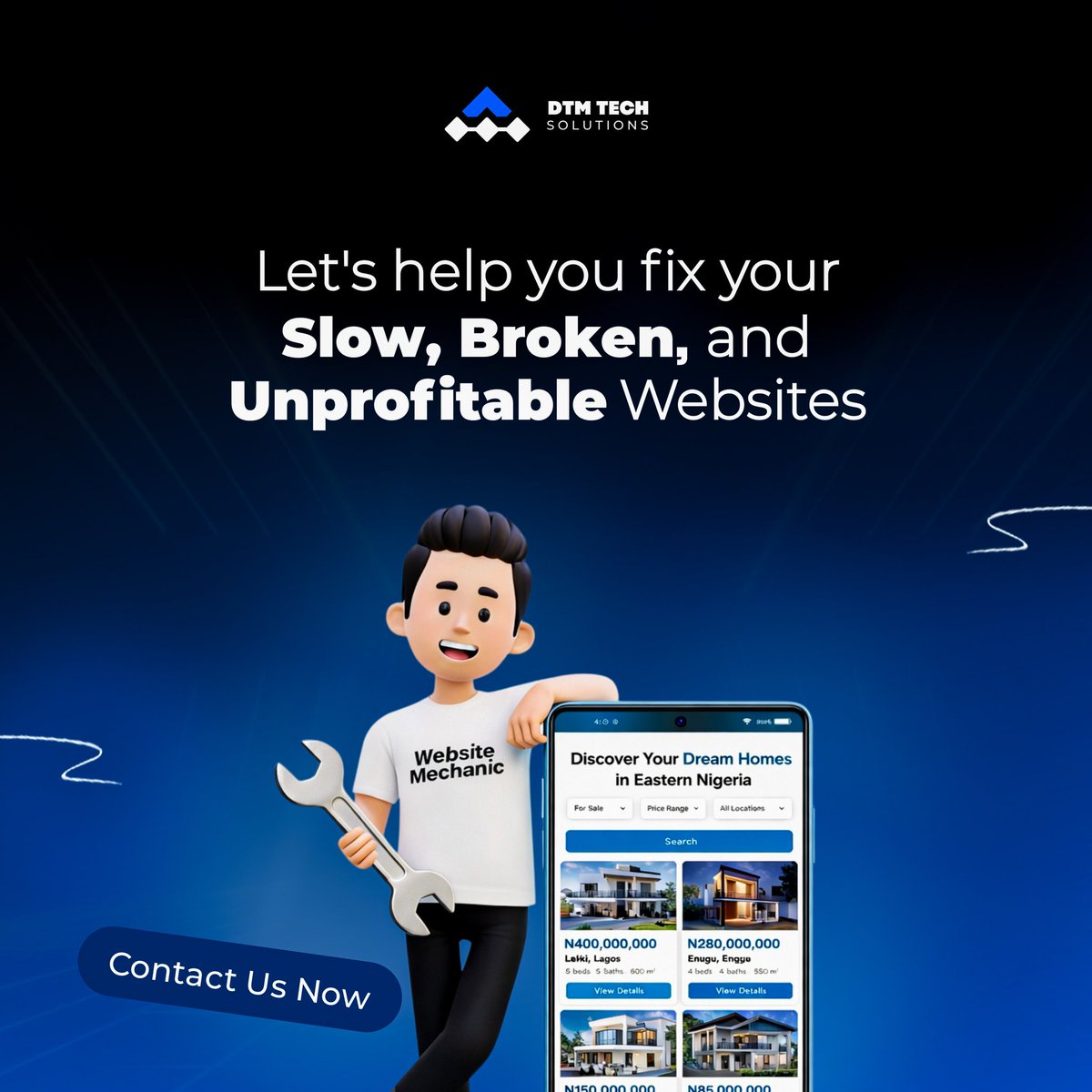 dtm_tech's tweet photo. If your website is slow or broken,
it’s costing you more than you think.

I help businesses fix websites that don’t work 
and turn them into tools that convert.
DM us. https://t.co/JCE59ROAVb