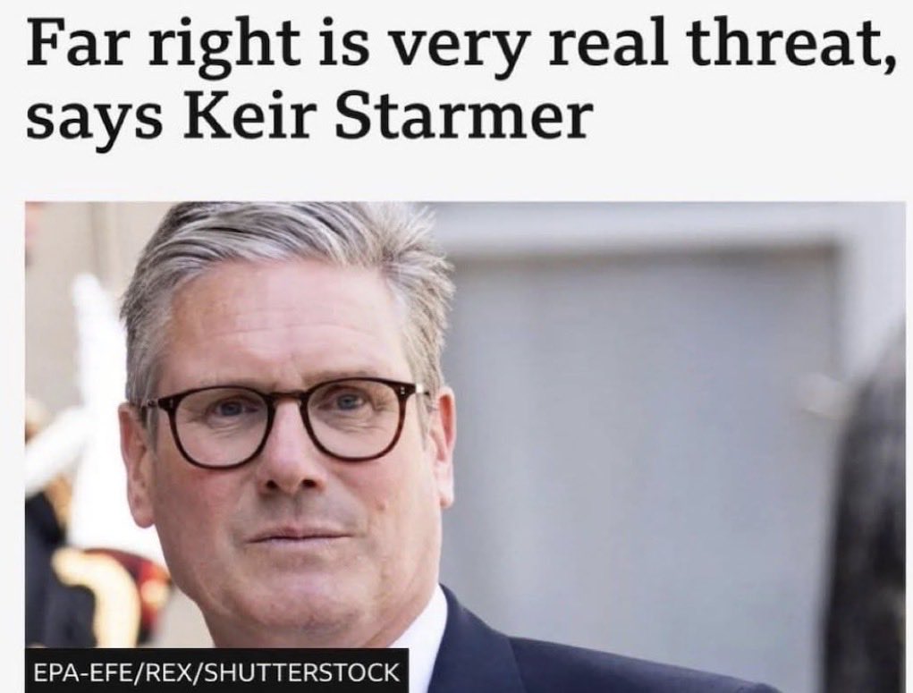 The “far-right” aren’t the ones out there stabbing kids.

They’re not roaming the streets with machetes.

They’re not making up the bulk of MI5’s terror watch list.

They’re not blowing up concerts.

They’re not running grooming gangs. 

But apparently that’s where the threat is!