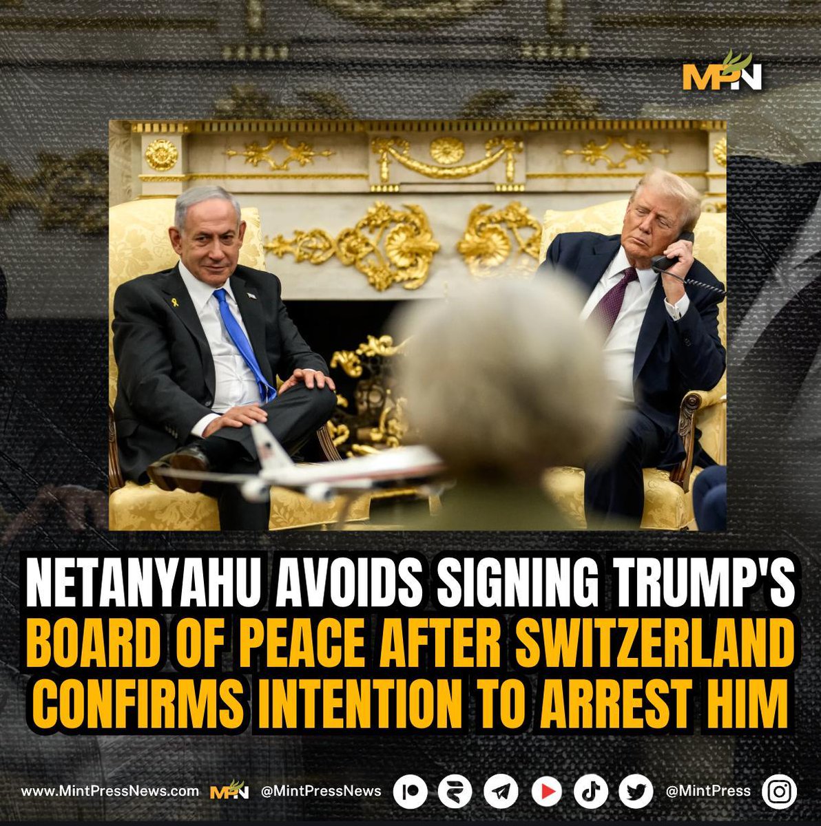 Israeli Prime Minister Benjamin Netanyahu skipped the signing ceremony for U.S. President Donald Trump's "Board of Peace" in Davos, Switzerland, on January 22, 2026.

His absence followed confirmation from the Swiss Federal Office of Justice that it would fulfill its legal