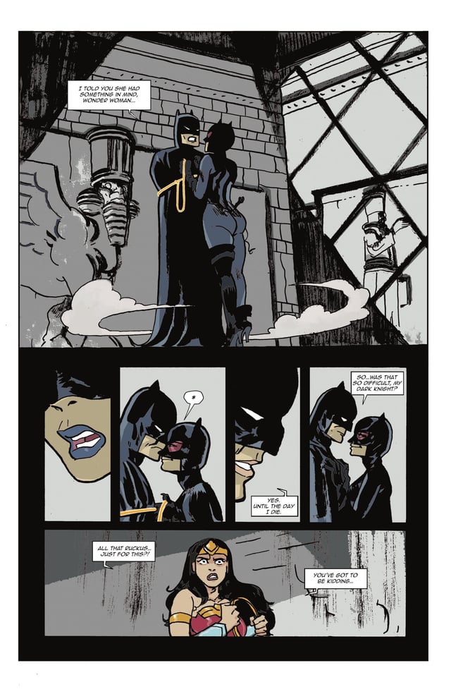 BatcatPosts's tweet photo. Remember when Catwoman stole the Lasso of Truth and used it on Batman who admitted his love for her and then going on a romantic date in France 💖 https://t.co/1qPV6XQt6n